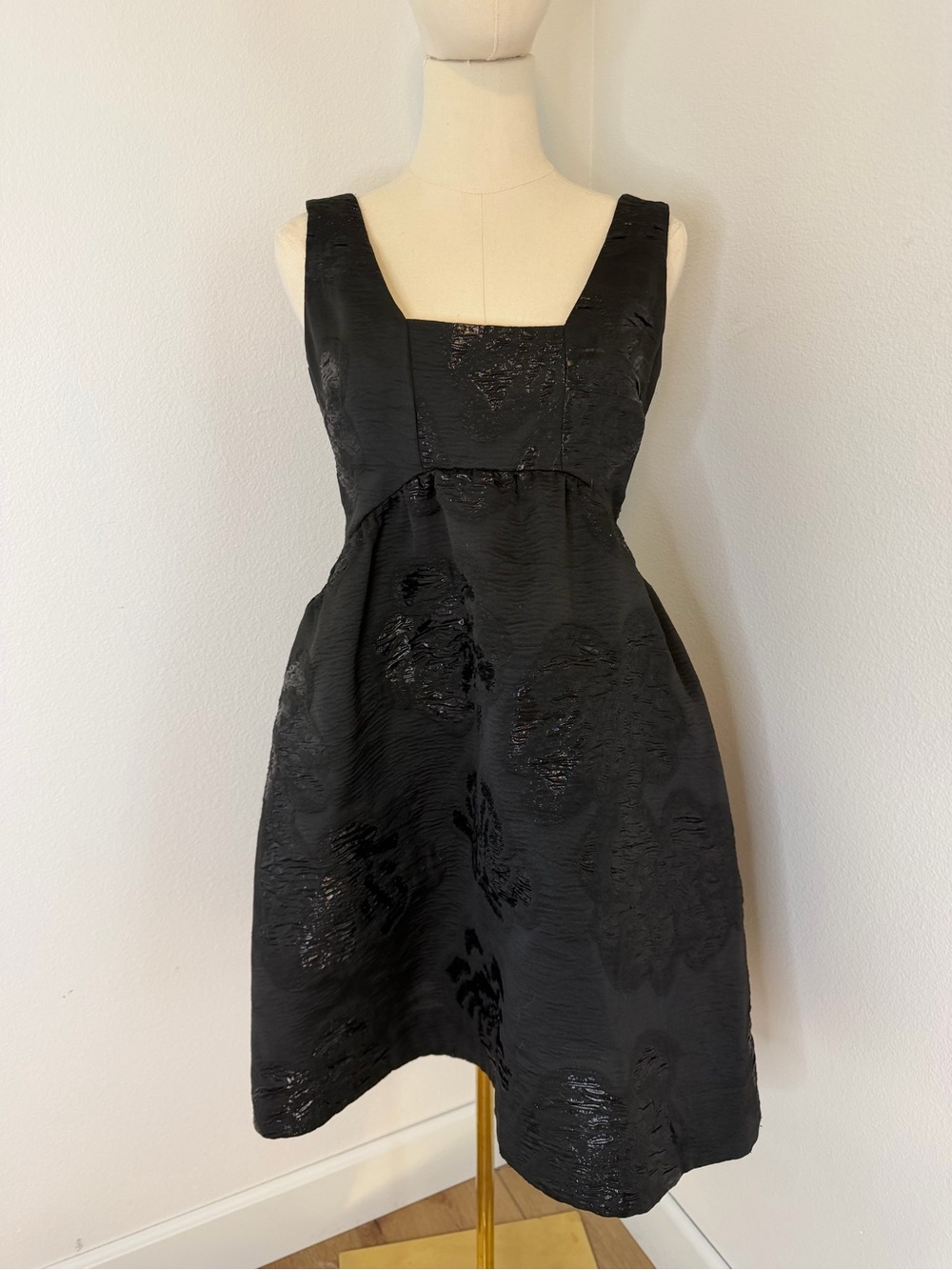 Maeve‎ Black Square-Neck Textured Mini Dress Size 6